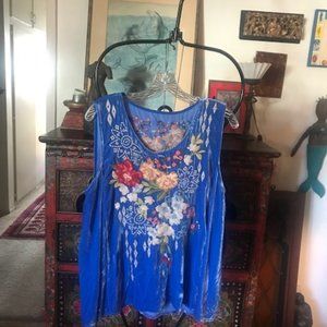 Johnny Was Velvet Blue Tunic
